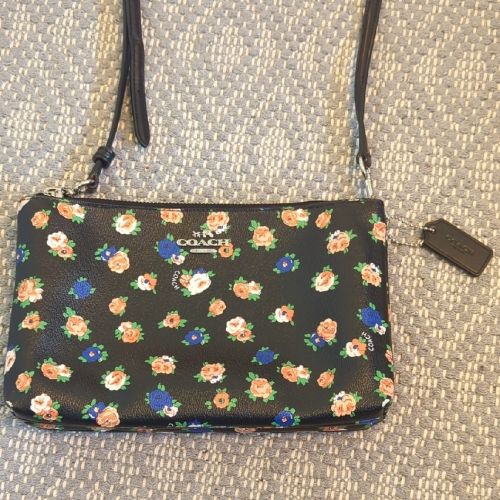 Coach Lyla Black Floral Crossbody Bag
